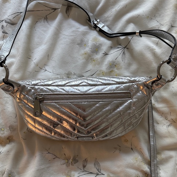 Rebecca Minkoff Edie Silver Metallic Belt Bag - Picture 2 of 9